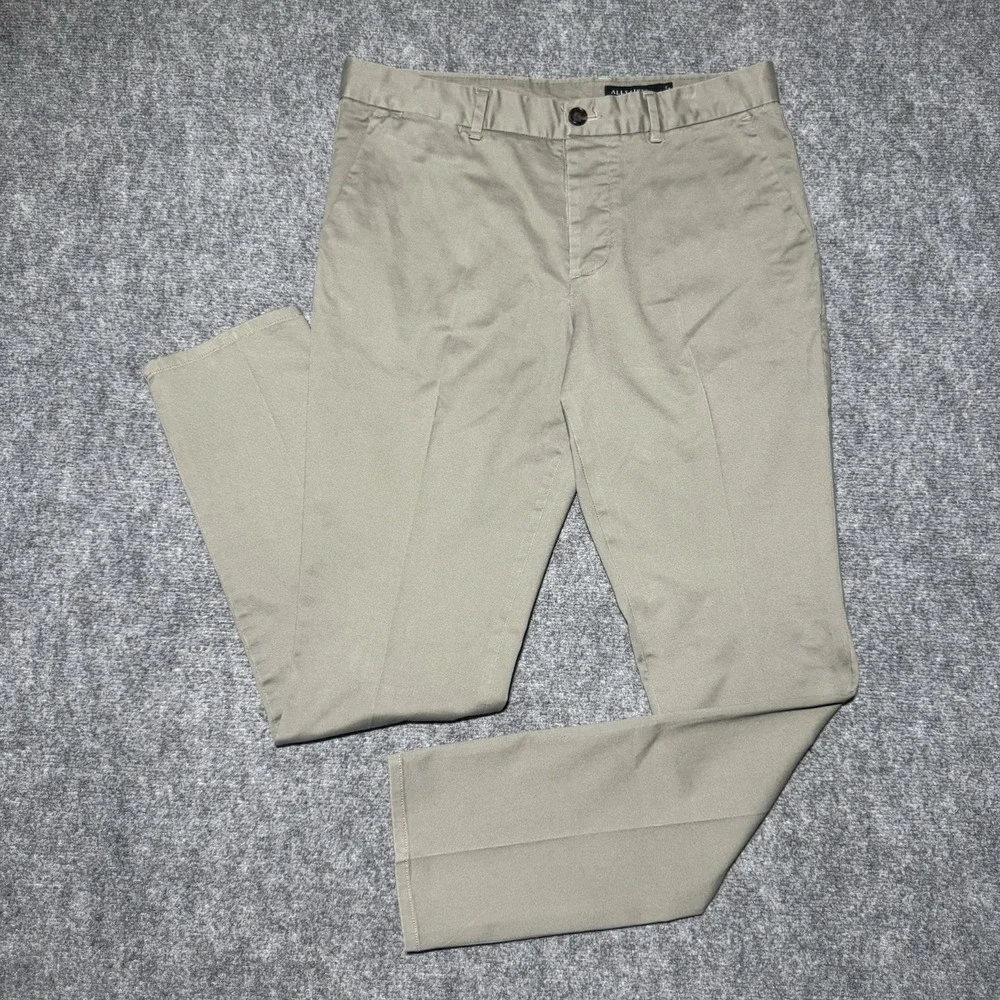 Allsaints Park Chino Pants Men 34x31 Olive Slim Straight Button Fly Preppy City